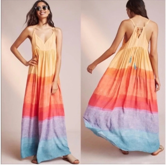 Anthropologie Dresses & Skirts - Anthropologie x Carla Weeks Setting Sun Strappy Maxi Dress Sz Small